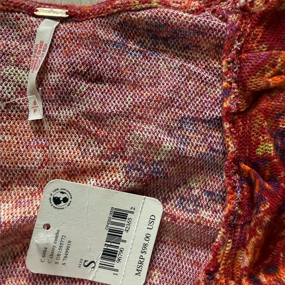 NWT Free People Rudi Ruffle Cropped Top Cherry Floral Blouse Boho - Picture 7 of 12